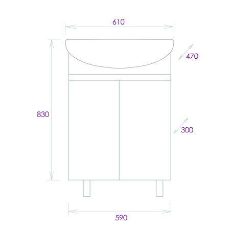 Тумба под раковину напольная Onika Милтон 60 106146