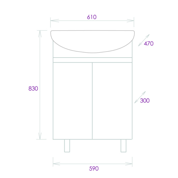 Тумба под раковину напольная Onika Милтон 60 106146