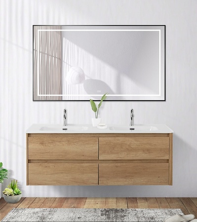 Зеркало (140х80) BelBagno Kraft SPC-KRAFT-1400-800-LED-TCH-WARM-NERO с подсветкой
