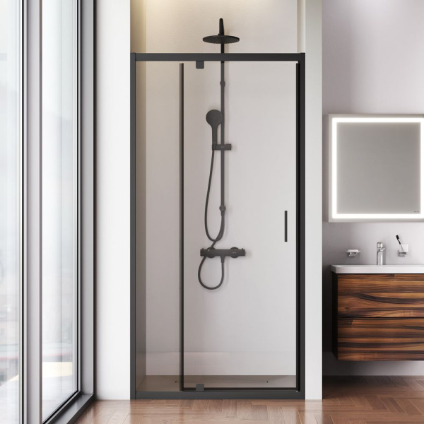 Душевая дверь в нишу 100 см Am.Pm Gem W90G-100-1P-BT черный матовый