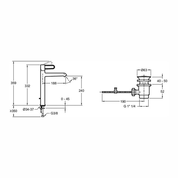 Смеситель для раковины Jacob Delafon Odeon Rive Gauche E21030-CP-CP