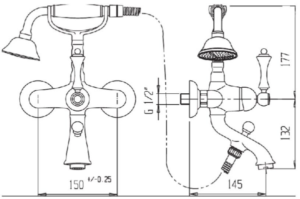 Смеситель для ванны Cezares Margot MARGOT-VDM-01-M