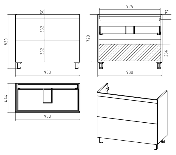 Тумба под раковину Misty Атлантик 100 П-Атл-01100-5012Я