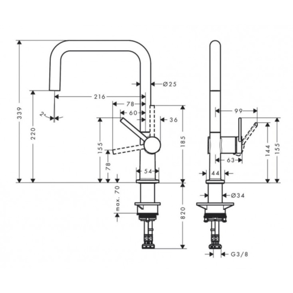 Смеситель для кухни Hansgrohe Talis M54 72844000, хром