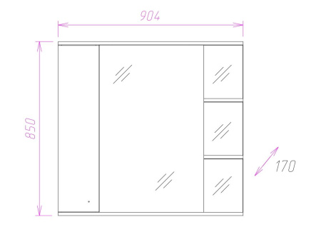 Зеркало-шкаф c подсветкой Onika Эльбрус 90 (90,4x85) 209004
