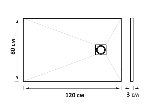 Душевой поддон из литьевого мрамора Taliente 120x80 PTA-ST-120Bstone