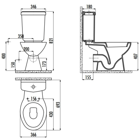 Унитаз напольный Creavit Pitta PA300-11CB00E-0000