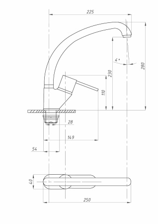 Смеситель для кухни ПСМ-Профсан  ПЛЮС PSM-335-008