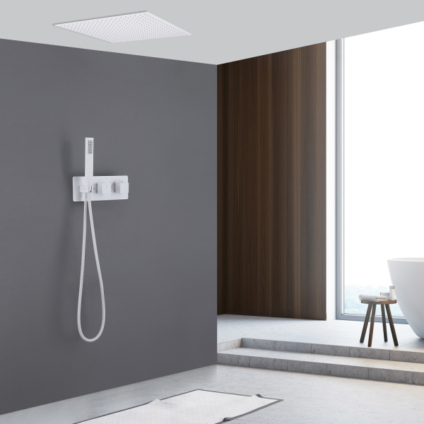 Душевой комплект ABBER Daheim AF8255W скрытого монтажа без излива, термостат, белая матовая