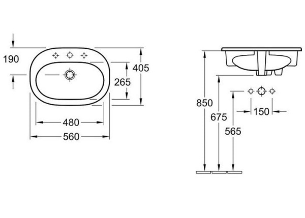 Раковина подвесная Villeroy&Boch O.Novo (55см) 51605501