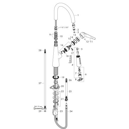 Смеситель для кухни с выдвижным изливом Hansgrohe Talis M51 2jet 72813800 нержавеющая сталь