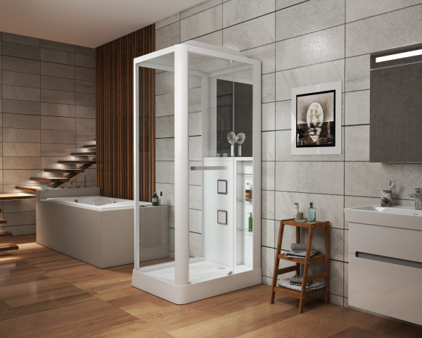 Душевая кабина (80х100) Grossman  GR122 распашная, белый, прозрачный