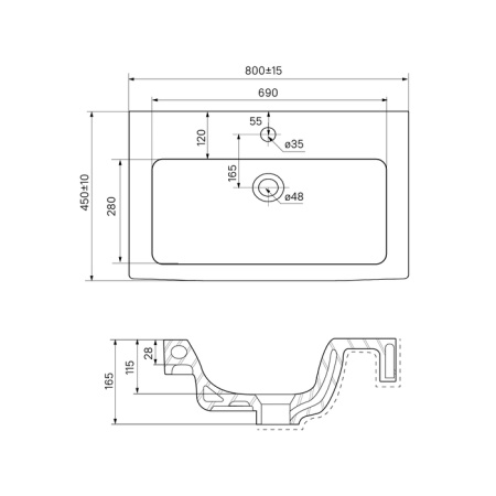 Тумба с умывальником, IDDIS Mirro MIR80W0i95K, белый