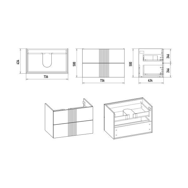 Тумба с раковиной 80 см Brevita Vega УТ000022670