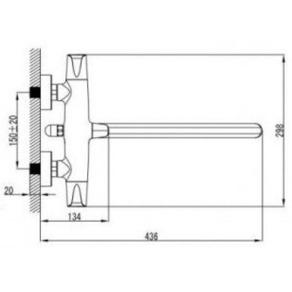 Смеситель для ванны Kaiser Suer 46155, хром