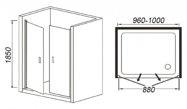 Душевая дверь в нишу WeltWasser WW600 (600K2-100) (10000002735)