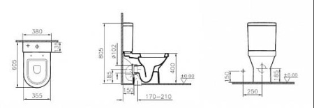 Унитаз напольный  с бачком, с системой смыва Geberit, с сиденьем, крепежом Vitra S50 9767B003-7201
