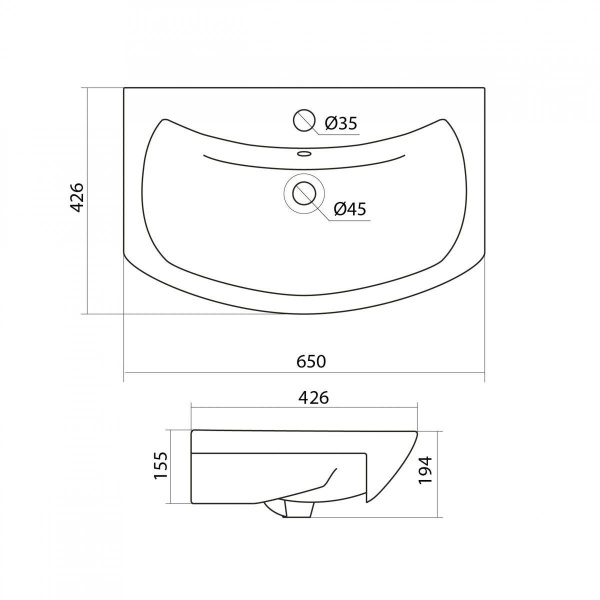 Раковина встраиваемая Onika Балтика 65 1WH207775