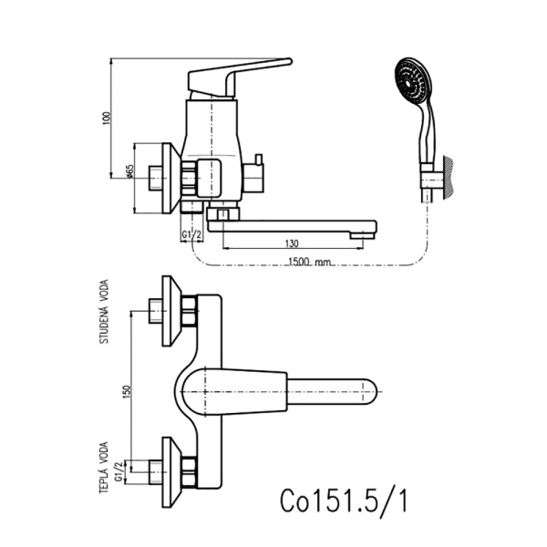 Смеситель для ванны Rav Slezak Colorado CO151.5/1
