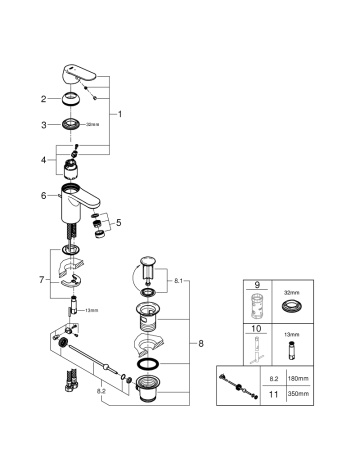 Смеситель для раковины Grohe Eurosmart Cosmopolitan 23377 00E (2337700E) хром