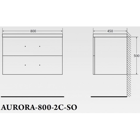 База под раковину подвесная BelBagno AURORA-800-2C-SO-BL Bianco Lucido