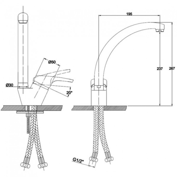 Смеситель для кухонной мойки  KAISER County (55244-4)