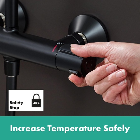 Душевая система с термостатом Hansgrohe Showerpipe 200 1jet EcoSmart Vernis Blend 26089670 черный матовый