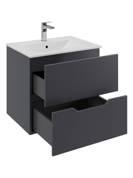 Тумба с раковиной подвесная Orange Line Li-60Tug+Ra  графит матовый