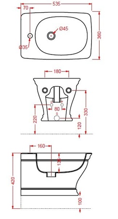 Биде подвесное Artceram Civitas CIB001 01 00 bi*1