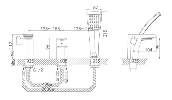 Смеситель для ванны D&K Berlin Freie (DA1434201)