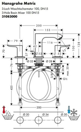 Смеситель для раковины Hansgrohe Metris 31083000