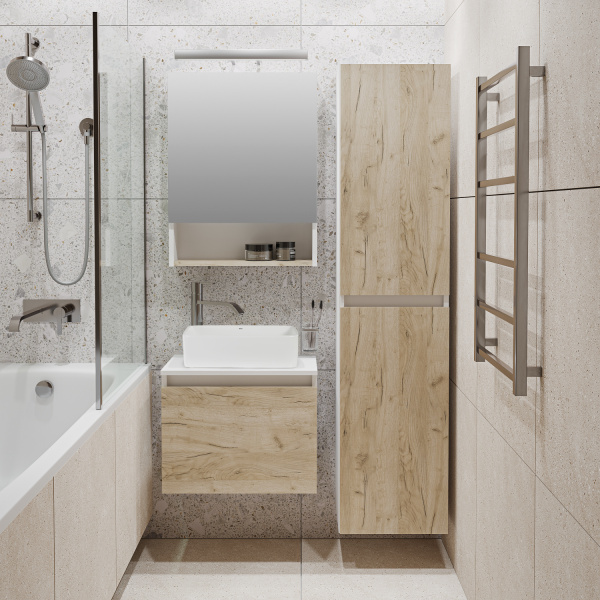 Зеркальный шкаф Runo крафт дуб Бари 50 (00-00001381)