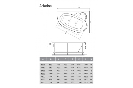 Акриловая ванна (170х110) Relisan Ariadna Гл000000538