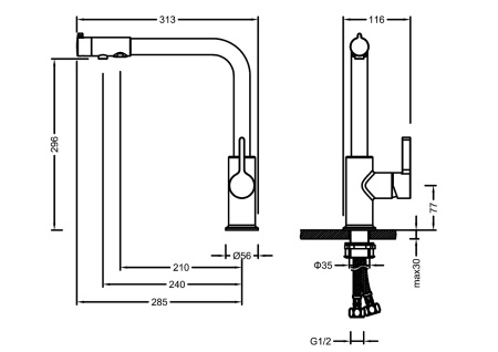 Смеситель для кухонной мойки Timo Hette 1026/02F antique