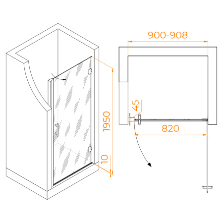 Душевая дверь 90 см RGW Hotel HO-011 350601109-21 матовое