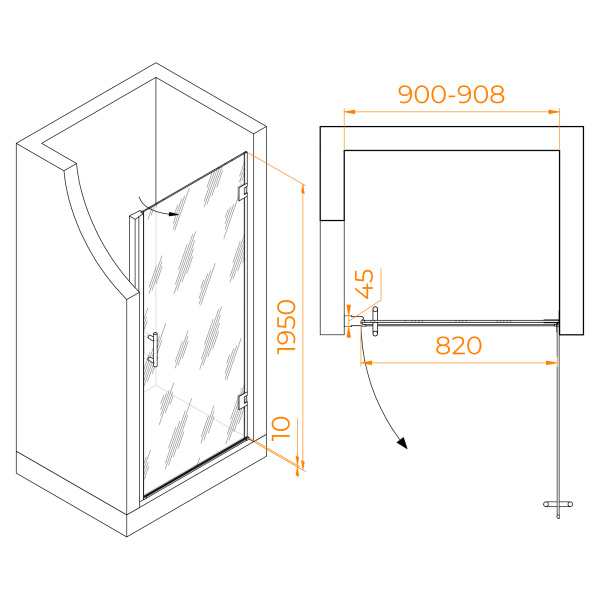 Душевая дверь 90 см RGW Hotel HO-011 350601109-21 матовое