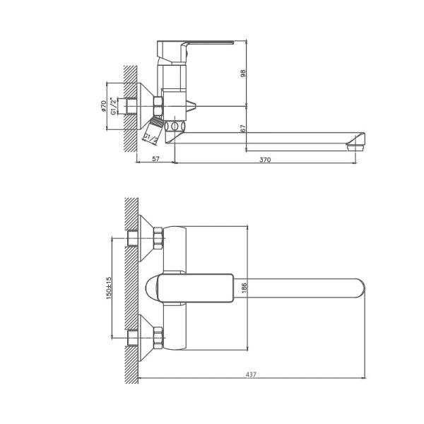 Смеситель для ванны Cron CN22129 Смеситель для ванны Cron CN22129