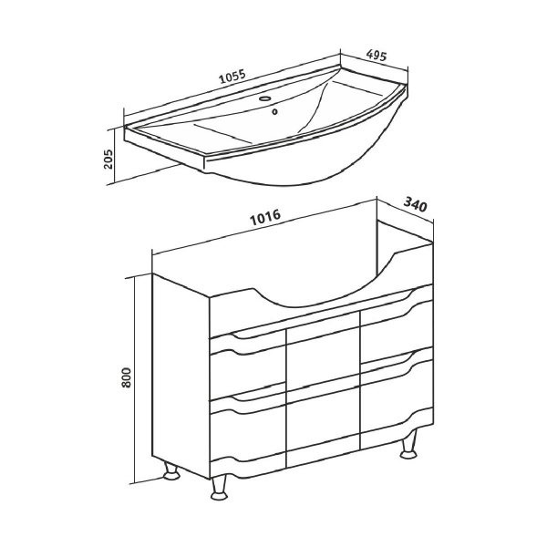Тумба под раковину Runo  Стиль 105 (00000001118)