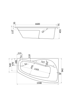 Акриловая ванна (160х95)  Santek Майорка XL  R  1WH111990
