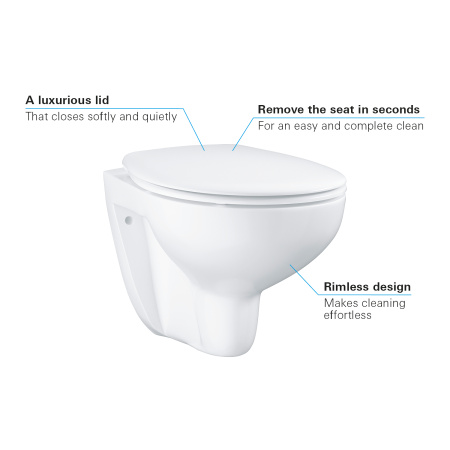 Подвесной безободковый унитаз Grohe Bau Ceramic 39351000