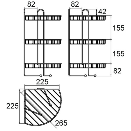 Полка трехъярусная угловая с крючками Milardo , проволока стальная (110WC30M44)