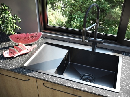 Кухонная мойка Paulmark Elde PM807851-GMR вороненая сталь правая