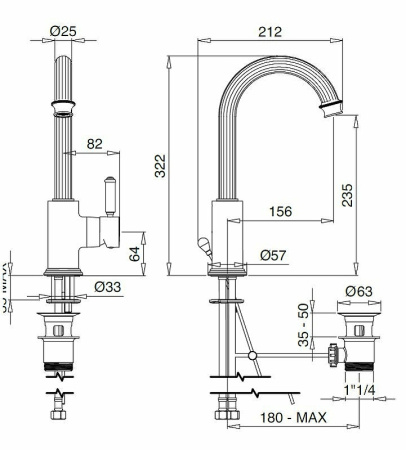 Смеситель для раковины Cezares Olimp OLIMP-LSM2-03/24-L