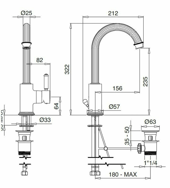 Смеситель для раковины Cezares Olimp OLIMP-LSM2-03/24-L Смеситель для раковины Cezares Olimp OLIMP-LSM2-03/24-L