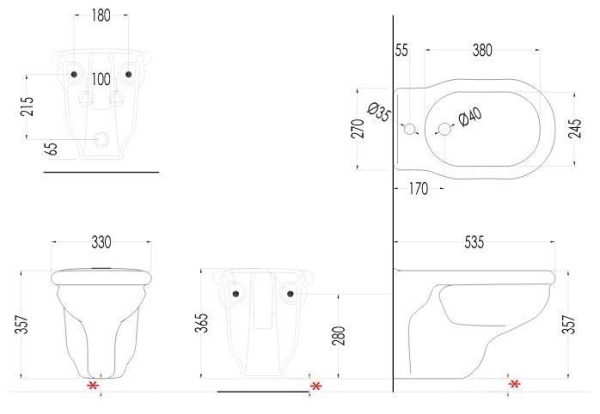 Биде подвесное Devon&Devon Etoile IBBID1FSET