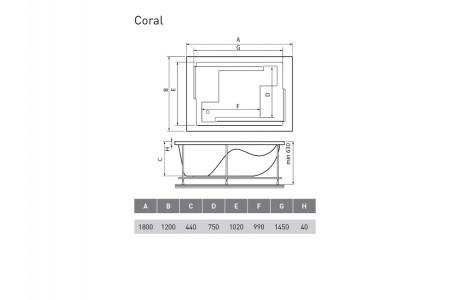 Акриловая ванна (180х120) Vayer Coral Гл000006812
