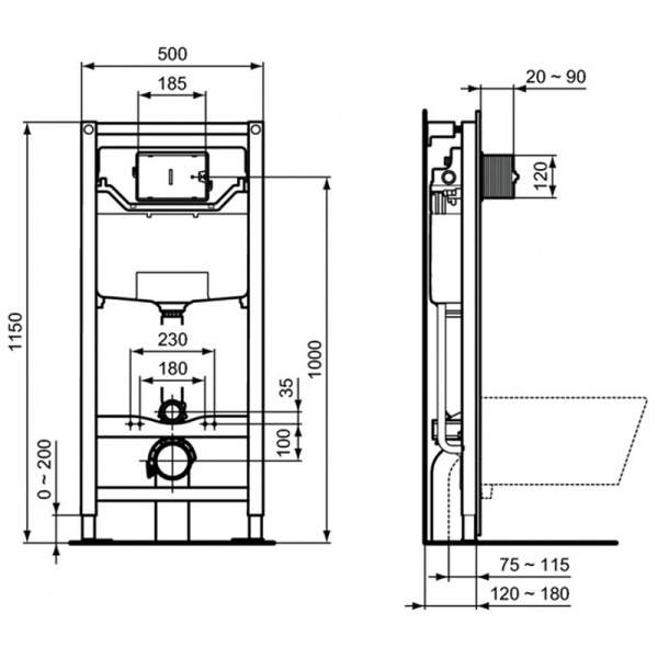 Комплект унитаза с инсталляцией Ideal Standard Connect E211601