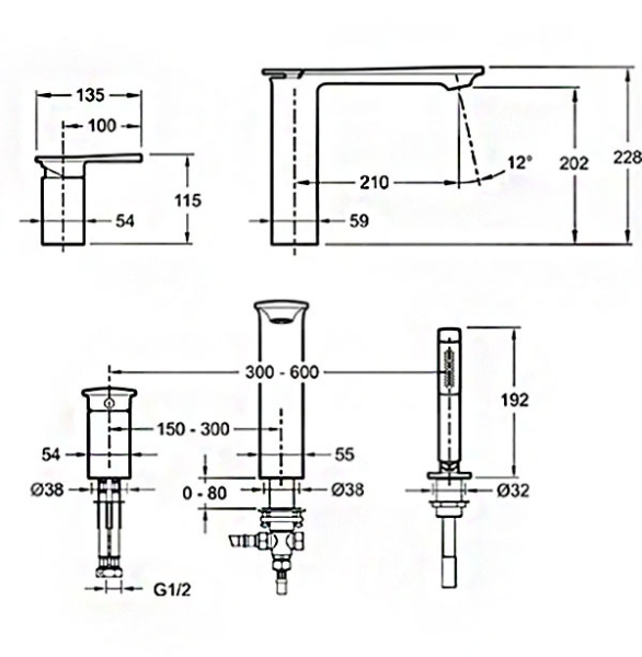 Смеситель на борт ванны Jacob Delafon Stance E14774-CP