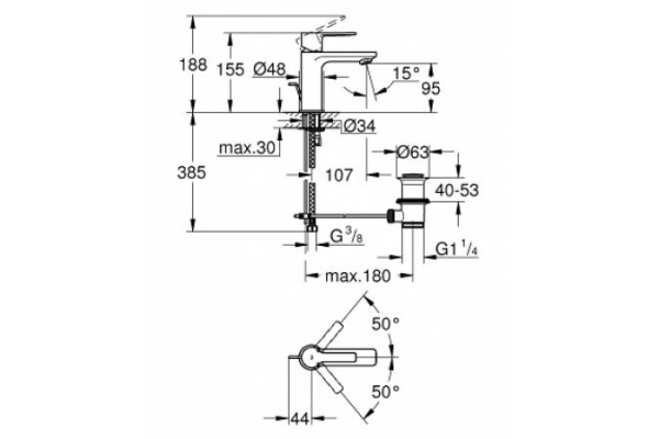 Смеситель для раковины GROHE Lineare New 32109 AL1 (32109AL1) темный графит матовый