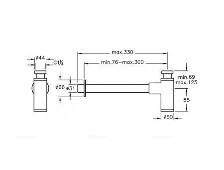 Сифон для раковины (металлический) Vitra Syphon A45123, хром 